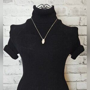 Pink Ribbon Breast Cancer Awareness Flip Flop Pendant Necklace Silvertone